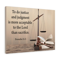Scripture Canvas Judgment and Justice Proverbs 21:3 Christian Bible Verse Meaningful Framed Prints, Canvas Paintings Framed Matte Canvas 12x16