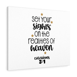 Scripture Canvas Realities of Heaven Colossians 3:1 Christian Bible Verse Meaningful Framed Prints, Canvas Paintings Framed Matte Canvas 32x48
