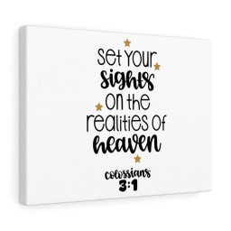 Scripture Canvas Realities of Heaven Colossians 3:1 Christian Bible Verse Meaningful Framed Prints, Canvas Paintings Framed Matte Canvas 24x36
