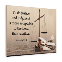 Scripture Canvas Judgment and Justice Proverbs 21:3 Christian Bible Verse Meaningful Framed Prints, Canvas Paintings Framed Matte Canvas 24x36