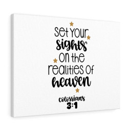 Scripture Canvas Realities of Heaven Colossians 3:1 Christian Bible Verse Meaningful Framed Prints, Canvas Paintings Framed Matte Canvas 8x10