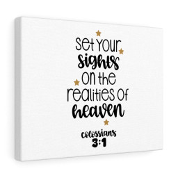 Scripture Canvas Realities of Heaven Colossians 3:1 Christian Bible Verse Meaningful Framed Prints, Canvas Paintings Framed Matte Canvas 12x16