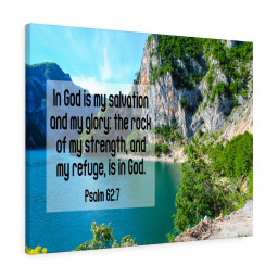 Scripture Canvas In God is My Salvation Psalm 62:7 Christian Bible Verse Meaningful Framed Prints, Canvas Paintings Framed Matte Canvas 8x10