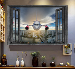 Pilot 3D Window View Painting Print Gift Idea Birthday Framed Prints, Canvas Paintings Wrapped Canvas 8x10