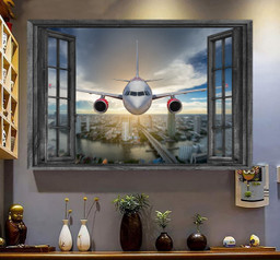 Pilot 3D Window View Painting Print Gift Idea Birthday Framed Prints, Canvas Paintings Framed Matte Canvas 8x10