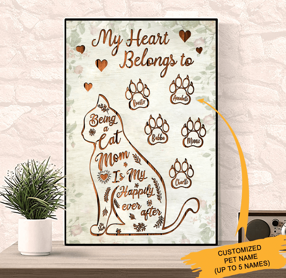 My Heart Belongs To Cats Canvas Painting Art Personalized Gift Idea Framed Prints, Canvas Paintings Wrapped Canvas 8x10