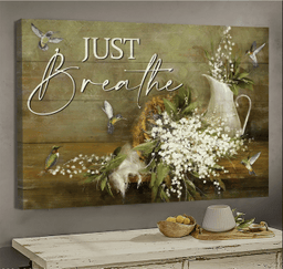 Baby Flower Hummingbird Just Breathe Matte Gallery Canvas Painting, Canvas Hanging Gift Idea Framed Prints, Canvas Paintings Framed Matte Canvas 8x10