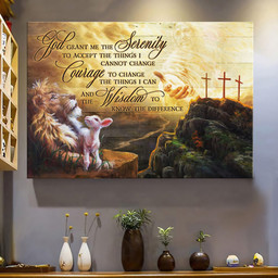Jesus Hand Lion Painting God Grant Me The Serenity Matte Gallery Canvas Painting, Canvas Hanging Gift Idea Framed Prints, Canvas Paintings Wrapped Canvas 8x10