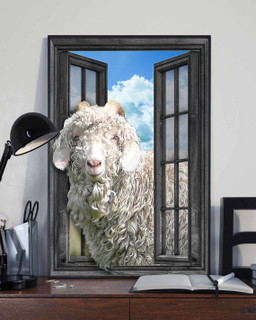 Angora Goat 3D Window View Canvas Painting Prints Cattle Farm Lover Framed Prints, Canvas Paintings Framed Matte Canvas 8x10
