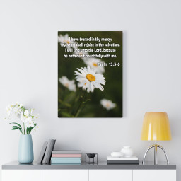 Scripture Canvas Rejoice in Thy Salvation Psalm 13:5-6 Christian Bible Verse Meaningful Framed Prints, Canvas Paintings Framed Matte Canvas 32x48