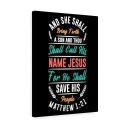 Scripture Canvas Save His People Matthew 1:21 Christian Bible Verse Meaningful Framed Prints, Canvas Paintings Wrapped Canvas 12x16