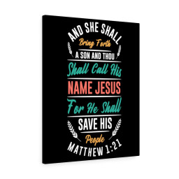 Scripture Canvas Save His People Matthew 1:21 Christian Bible Verse Meaningful Framed Prints, Canvas Paintings Wrapped Canvas 8x10