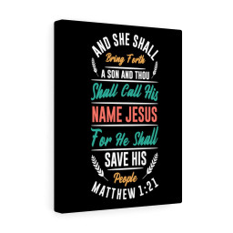 Scripture Canvas Save His People Matthew 1:21 Christian Bible Verse Meaningful Framed Prints, Canvas Paintings Framed Matte Canvas 12x16
