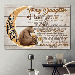 Mama Bear To My Daughter I Love You To The Moon And Back Matte Gallery Canvas Painting, Canvas Hanging Gift Idea Framed Prints, Canvas Paintings Framed Matte Canvas 8x10