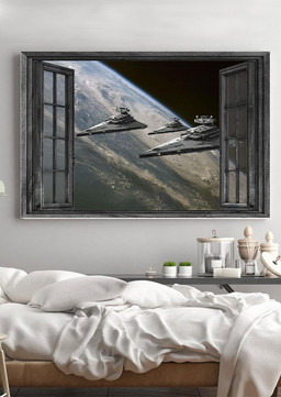 Spacecraft Star War Vintage 3D Window View Gift Idea Movie For Housewarming 02 Framed Prints, Canvas Paintings Framed Matte Canvas 20x30