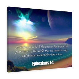 Scripture Canvas Foundation of the World Ephesians 1:4 Christian Bible Verse Meaningful Framed Prints, Canvas Paintings Framed Matte Canvas 24x36