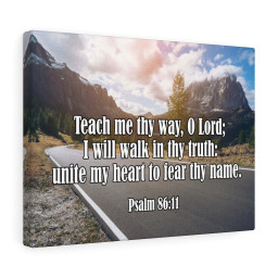 Scripture Canvas Teach Me Thy Way Psalm 86:11 Christian Bible Verse Meaningful Framed Prints, Canvas Paintings Framed Matte Canvas 12x16
