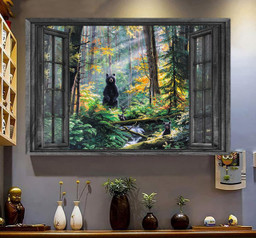 Bear 3D Window View Canvas Painting Art 3D Window View Fall In Love With Bears Family Framed Prints, Canvas Paintings Wrapped Canvas 8x10