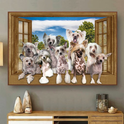 Chinese Crested 3D Window View Canvas Painting Art Dogs Lover Gift For Friend Framed Prints, Canvas Paintings Wrapped Canvas 8x10