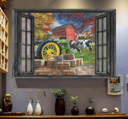Vintage Retro Farmer 3D Window View Canvas Painting Art Gift Idea Framed Prints, Canvas Paintings Framed Matte Canvas 8x10