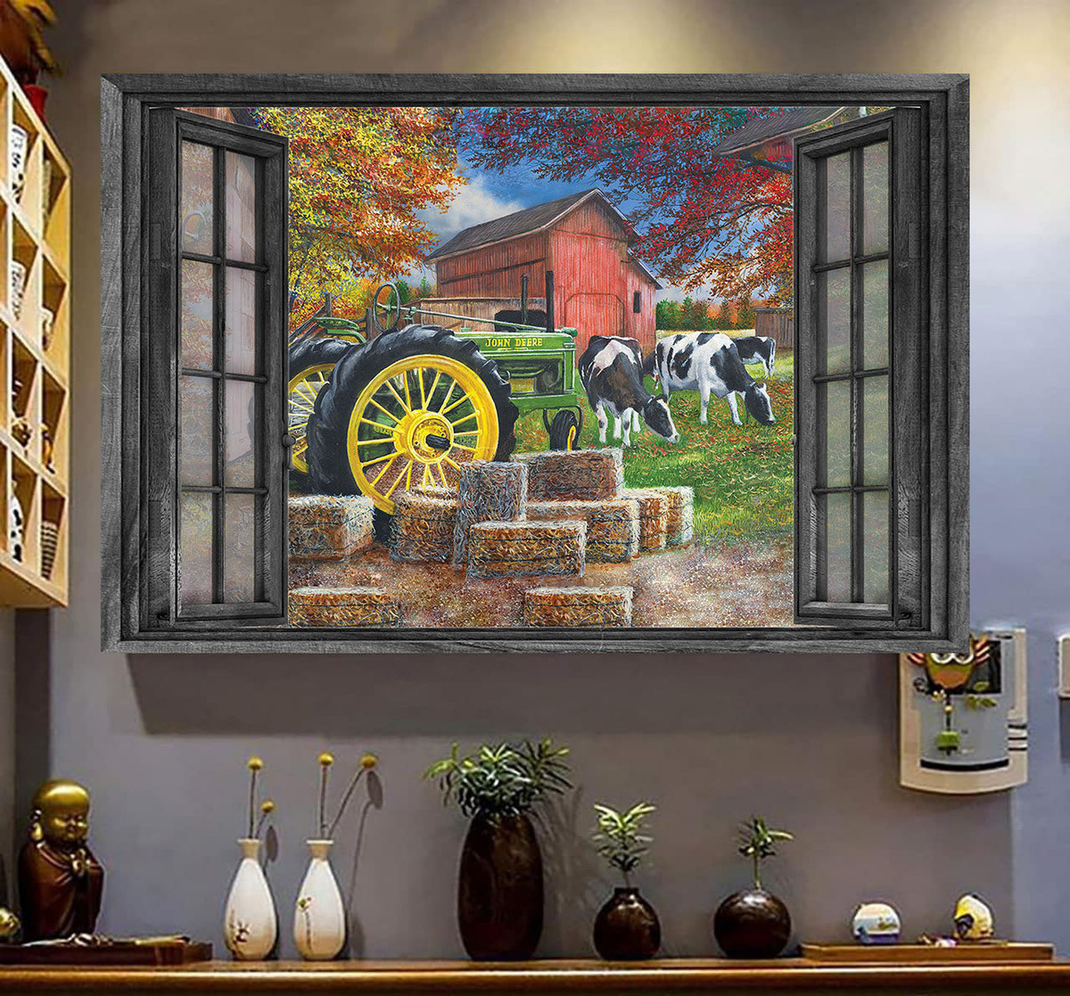 Vintage Retro Farmer 3D Window View Canvas Painting Art Gift Idea Framed Prints, Canvas Paintings Wrapped Canvas 8x10