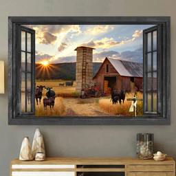 Angus Cow 3D Window View Canvas Painting Art 3D Window View Farms Animal Gift Idea Gift Birthday Framed Prints, Canvas Paintings Wrapped Canvas 8x10