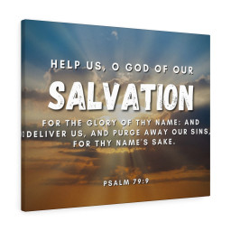 Scripture Canvas Salvation Psalm 79:9 Christian Bible Verse Meaningful Framed Prints, Canvas Paintings Wrapped Canvas 8x10