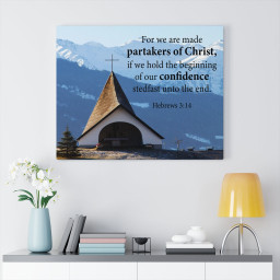 Scripture Canvas Partakers of Christ Hebrews 3:14 Christian Bible Verse Meaningful Framed Prints, Canvas Paintings Framed Matte Canvas 20x30