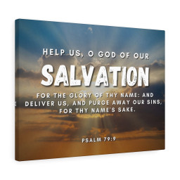 Scripture Canvas Salvation Psalm 79:9 Christian Bible Verse Meaningful Framed Prints, Canvas Paintings Framed Matte Canvas 32x48