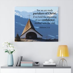 Scripture Canvas Partakers of Christ Hebrews 3:14 Christian Bible Verse Meaningful Framed Prints, Canvas Paintings Framed Matte Canvas 24x36