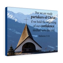 Scripture Canvas Partakers of Christ Hebrews 3:14 Christian Bible Verse Meaningful Framed Prints, Canvas Paintings Framed Matte Canvas 12x16