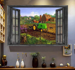 Vintage Retro Farmer 3D Window View Painting Art Gift Idea Framed Prints, Canvas Paintings Framed Matte Canvas 8x10