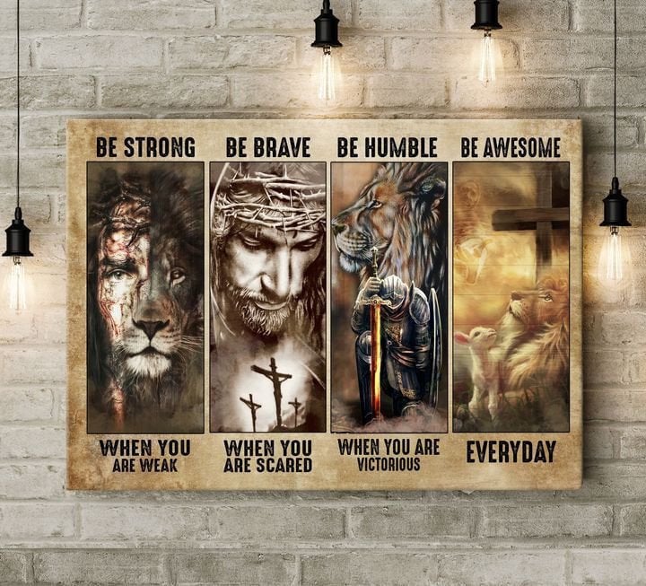 Jesus Painting Lion King Be Strong When You Are Weak Matte Gallery Canvas Painting, Canvas Hanging Gift Idea Framed Prints, Canvas Paintings Wrapped Canvas 8x10