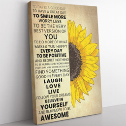 Sunflower Motivational Gift, Meaningful Find Something Good In Every Day Framed Prints, Canvas Paintings Framed Matte Canvas 8x10
