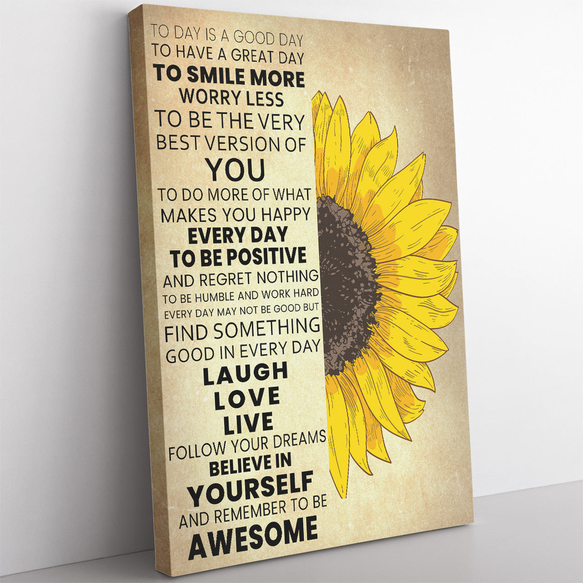 Sunflower Motivational Gift, Meaningful Find Something Good In Every Day Framed Prints, Canvas Paintings Wrapped Canvas 8x10