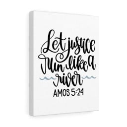 Scripture Canvas Justice Amos 5:24 Christian Bible Verse Meaningful Framed Prints, Canvas Paintings Framed Matte Canvas 12x16