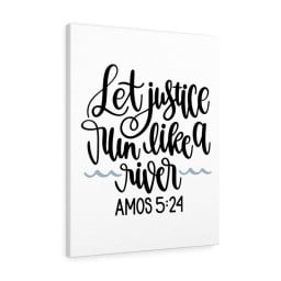Scripture Canvas Justice Amos 5:24 Christian Bible Verse Meaningful Framed Prints, Canvas Paintings Framed Matte Canvas 8x10