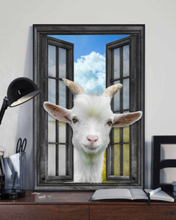 Pygmy Goat 3D Window View Canvas Painting Prints Cattle Lover Framed Prints, Canvas Paintings Framed Matte Canvas 8x10