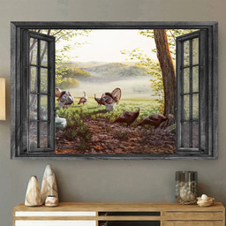 Turkey 3D Window View Painting Art Opend Window Farm Animals Lover Framed Prints, Canvas Paintings Wrapped Canvas 8x10