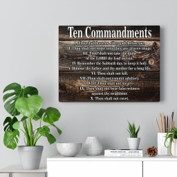 Scripture Canvas Ten Commandments Gold Tablets Christian Meaningful Framed Prints, Canvas Paintings Framed Matte Canvas 32x48