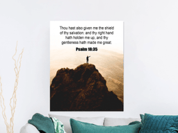 Scripture Canvas Shield of Thy Salvation Psalm 18:35 Christian Meaningful Framed Prints, Canvas Paintings Wrapped Canvas 12x16