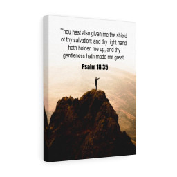 Scripture Canvas Shield of Thy Salvation Psalm 18:35 Christian Meaningful Framed Prints, Canvas Paintings Framed Matte Canvas 12x16
