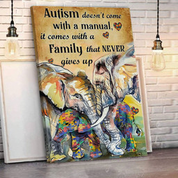 Autism Doesnt Come With A Manual Elephant Autism Awareness Matte Gallery Canvas Painting, Canvas Hanging Gift Idea Framed Prints, Canvas Paintings Framed Matte Canvas 8x10