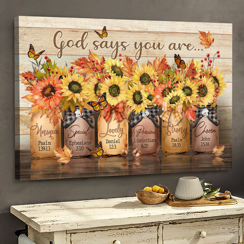 Sunflower Drawing Autumn Painting God Says You Are Matte Gallery Canvas Painting, Canvas Hanging Gift Idea Framed Prints, Canvas Paintings Wrapped Canvas 8x10