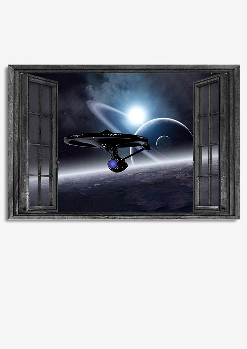 Spacecraft Star War Vintage 3D Window View Gift Idea Movie For Housewarming 03 Framed Prints, Canvas Paintings Wrapped Canvas 8x10