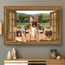 Funny French Bulldog 3D Window View Opend Window Gift Dogs Lover Framed Prints, Canvas Paintings Framed Matte Canvas 8x10