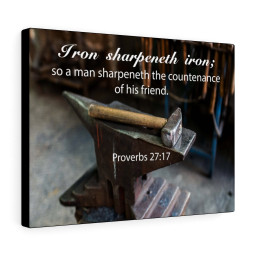 Scripture Canvas Iron Sharpeneth Iron Proverbs 27:17 Christian Bible Verse Meaningful Framed Prints, Canvas Paintings Framed Matte Canvas 12x16