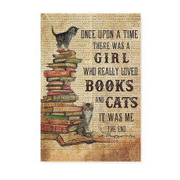 Once Upon A Time There Was A Girl Who Really Loved Books And Cats It Was Me Gift Ideas Cat Mom Housewarming Wall Art Gift Ideas Framed Prints, Canvas Paintings Framed Matte Canvas 12x16