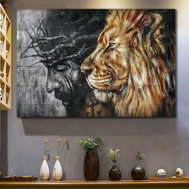Jesus Painting, Crown Of Thorns, Lion Of Judah Matte Wall Art Gallery Canvas Painting, Canvas Hanging Gift Idea Framed Prints, Canvas Paintings Wrapped Canvas 8x10
