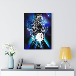 Pisces Zodiac Horoscope Sign Constellation Canvas Print Astrology Ready to Hang Artwork Framed Matte Canvas 16x24